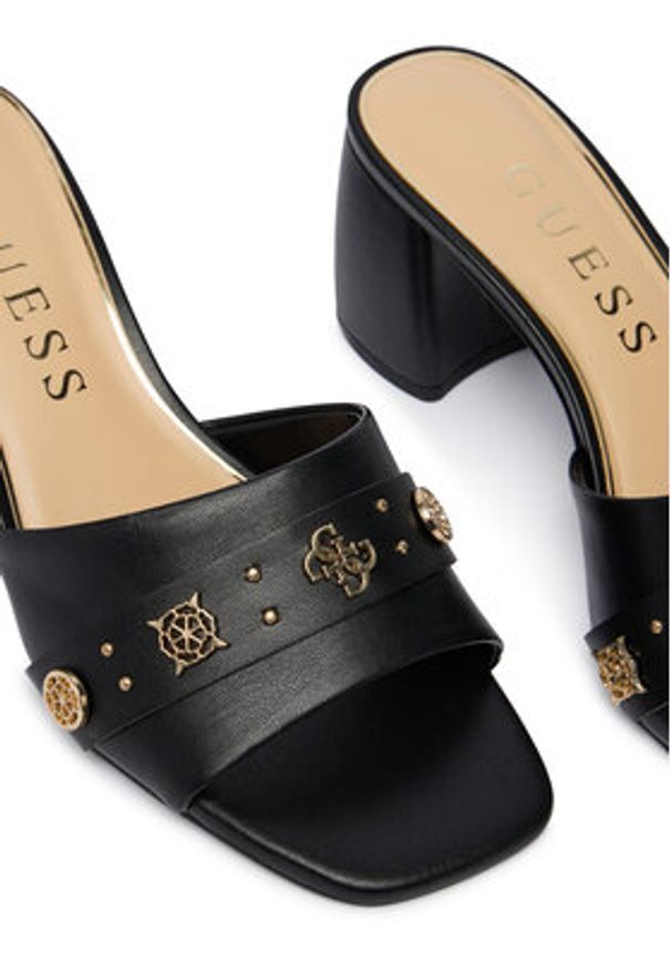 Guess Klapki FLJGAU ELE03 Czarny. Kolor: czarny. Materiał: skóra