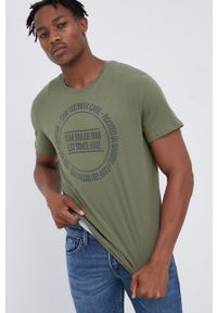 Tom Tailor - T-shirt bawełniany. Okazja: na co dzień. Kolor: zielony. Materiał: bawełna. Wzór: nadruk. Styl: casual #1