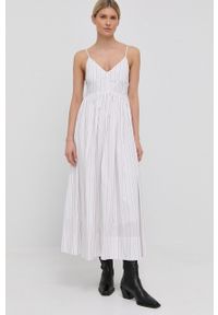 Birgitte Herskind sukienka kolor biały maxi rozkloszowana. Kolor: biały. Materiał: tkanina, bawełna. Długość rękawa: na ramiączkach. Typ sukienki: rozkloszowane. Długość: maxi #8