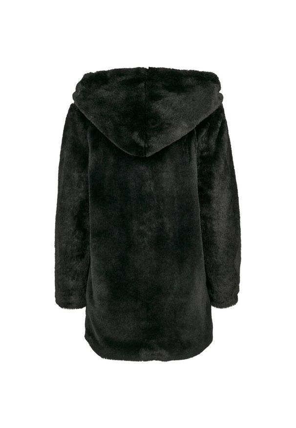 Urban Classics - Płaszcz Damski Z Kapturem Teddy Fleece. Typ kołnierza: kaptur. Kolor: czarny