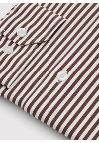 Pako Lorente - PAKO LORENTE - Brązowa koszula męska w prążek. Kolor: brązowy. Materiał: elastan, nylon. Długość rękawa: długi rękaw. Długość: długie. Wzór: prążki. Sezon: wiosna #9