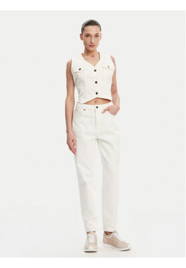 Guess Jeans Kamizelka W5GN74 D5M62 Biały Regular Fit. Kolor: biały. Materiał: bawełna