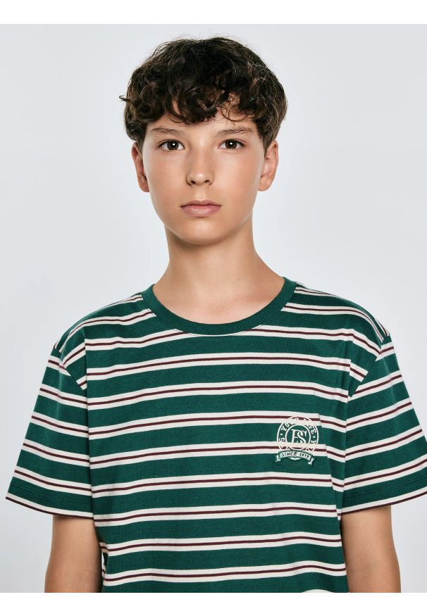 Big-Star - Koszulka chłopięca w paski zielona Sewer 304. Kolor: zielony. Materiał: skóra, materiał, dzianina, jeans, dresówka. Wzór: paski. Styl: klasyczny