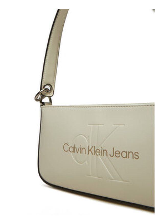 Calvin Klein Jeans Torebka Sculpted Shoulder Pouch25 Mono K60K610679 Beżowy. Kolor: beżowy. Materiał: skórzane
