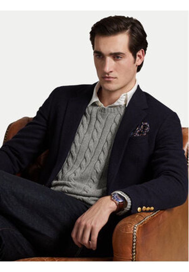 Polo Ralph Lauren Sweter 710775885013 Szary Regular Fit. Typ kołnierza: polo. Kolor: szary. Materiał: bawełna