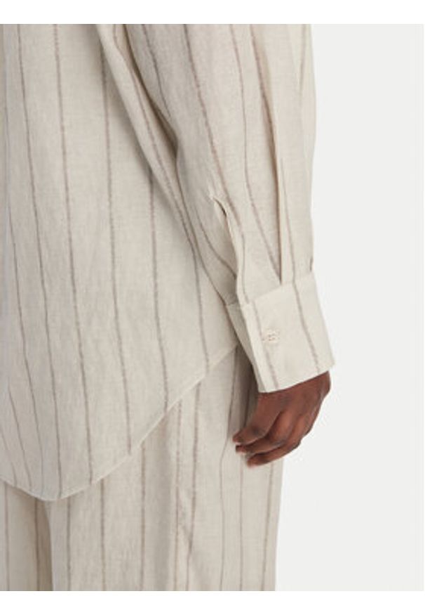 Eleh Koszula SS260271 Écru Relaxed Fit. Kolor: kremowy. Materiał: syntetyk