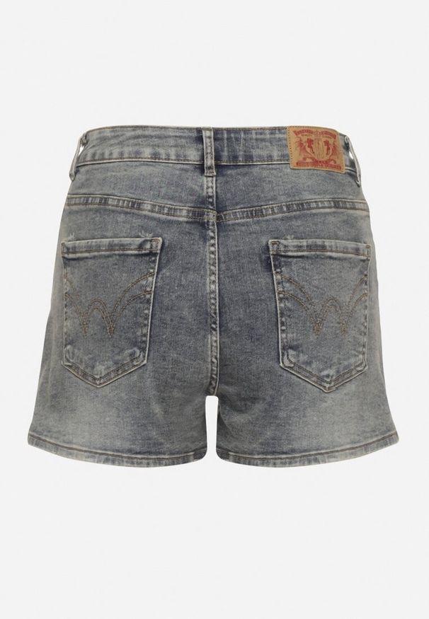 Born2be - Niebieskie Jeansowe Szorty Bawełniane z Wysokim Stanem Delvima. Stan: podwyższony. Kolor: niebieski. Materiał: jeans, bawełna. Sezon: lato. Styl: elegancki