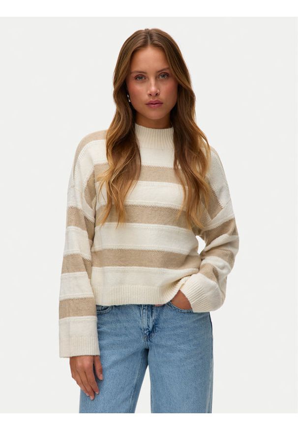 Vero Moda Sweter Inez 10331538 Beżowy Regular Fit. Kolor: beżowy. Materiał: syntetyk