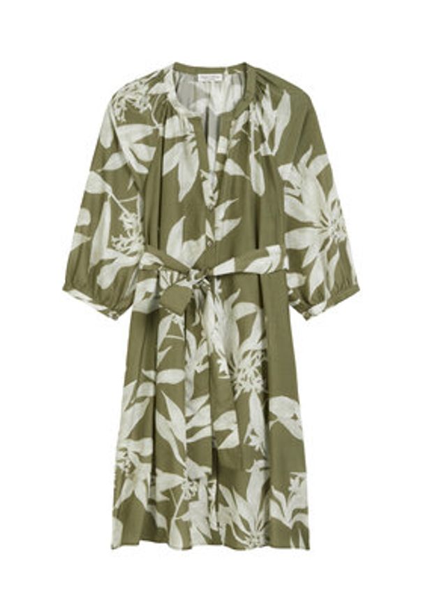 Marc O'Polo Sukienka koszulowa 506 0915 21197 Zielony Relaxed Fit. Typ kołnierza: polo. Kolor: zielony. Materiał: bawełna, wiskoza. Typ sukienki: koszulowe