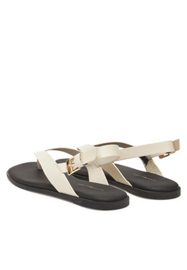 TOMMY HILFIGER - Tommy Hilfiger Sandały Color Block Thong Flat Sandal FW0FW08883 Écru. Materiał: skóra