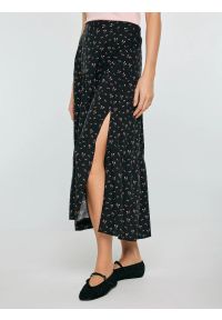 Big-Star - Spódnica damska midi z wiskozy z motywem kwiatowym czarna Vendi 906. Kolor: czarny. Materiał: wiskoza. Wzór: kwiaty. Styl: elegancki, klasyczny #6