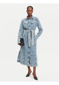 BOSS Sukienka jeansowa 50546068 Niebieski Regular Fit. Kolor: niebieski. Materiał: bawełna