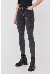 Karl Lagerfeld jeansy damskie medium waist. Kolor: szary