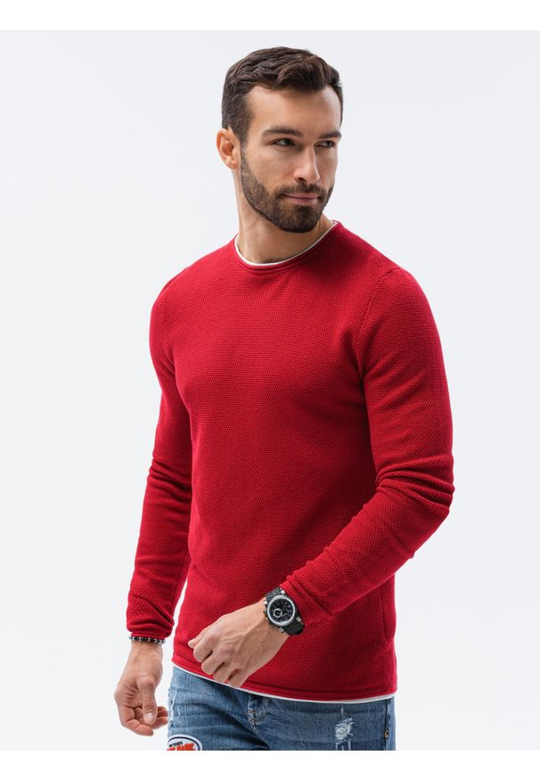 Czerwony sweter Ombre Clothing elegancki, na co dzień