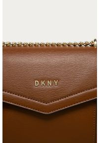 DKNY - Dkny - Torebka skórzana. Kolor: złoty, brązowy, wielokolorowy. Wzór: gładki. Materiał: skórzane. Rozmiar: małe. Rodzaj torebki: na ramię #5
