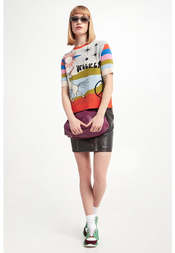 Weekend Max Mara - Sweter damski z krótkim rękawem Curve WEEKEND MAX MARA. Długość rękawa: krótki rękaw. Długość: krótkie