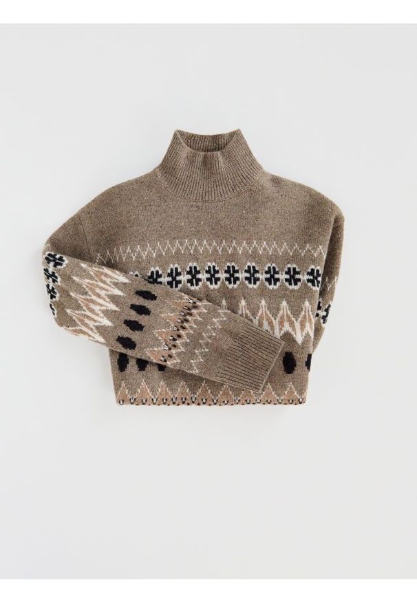 Reserved - Wełniany sweter - wielobarwny. Materiał: wełna