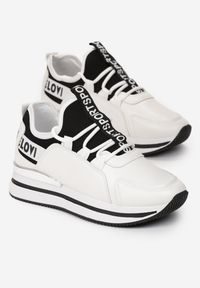 Renee - Białe Sneakersy na Platformie z Metaliczną Wstawką Constony. Kolor: biały. Obcas: na platformie #5