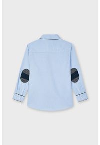 Mayoral - Koszula dziecięca. Typ kołnierza: kołnierzyk klasyczny. Kolor: niebieski. Materiał: tkanina, len, materiał, bawełna. Długość rękawa: długi rękaw. Długość: długie. Wzór: gładki. Styl: elegancki, klasyczny #2