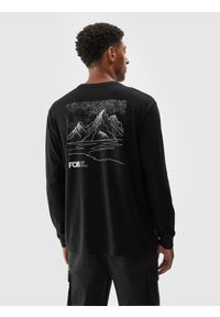 4f - 4F Longsleeve oversize z nadrukiem męski - czarny L. Okazja: na co dzień. Kolor: czarny. Materiał: bawełna, jersey, dzianina. Długość rękawa: długi rękaw. Długość: długie. Wzór: nadruk. Styl: sportowy, klasyczny, casual