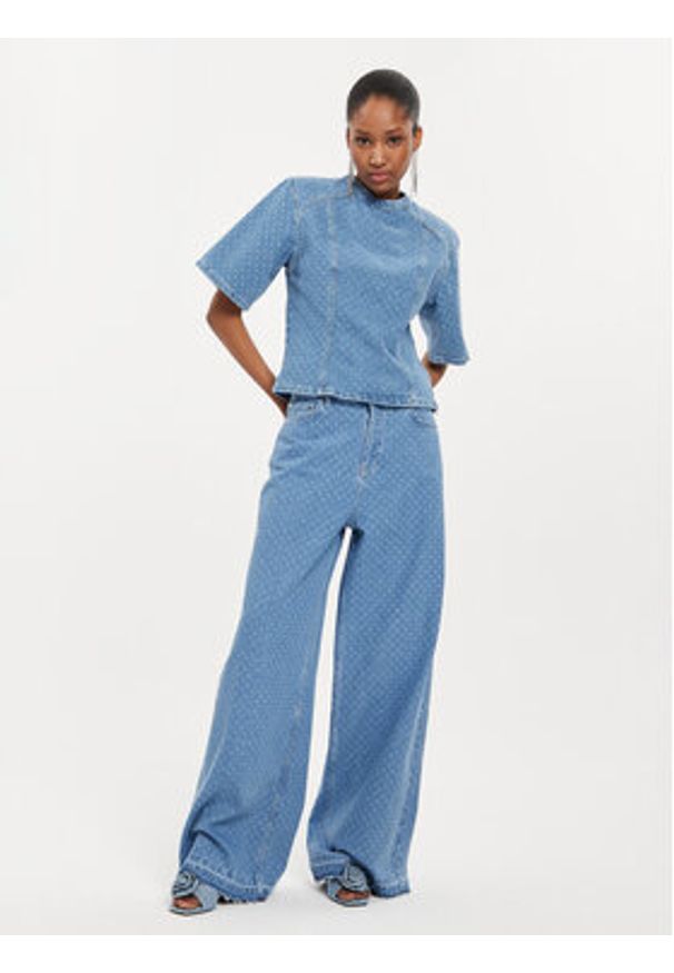 Custommade Jeansy Oteca Dots 999449608 Niebieski Wide Leg. Kolor: niebieski