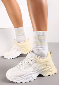 Renee - Biało-Beżowe Sneakersy z Podwójnymi Sznurówkami Ombre Tecolo. Kolor: beżowy. Szerokość cholewki: normalna. Sezon: wiosna, jesień #1