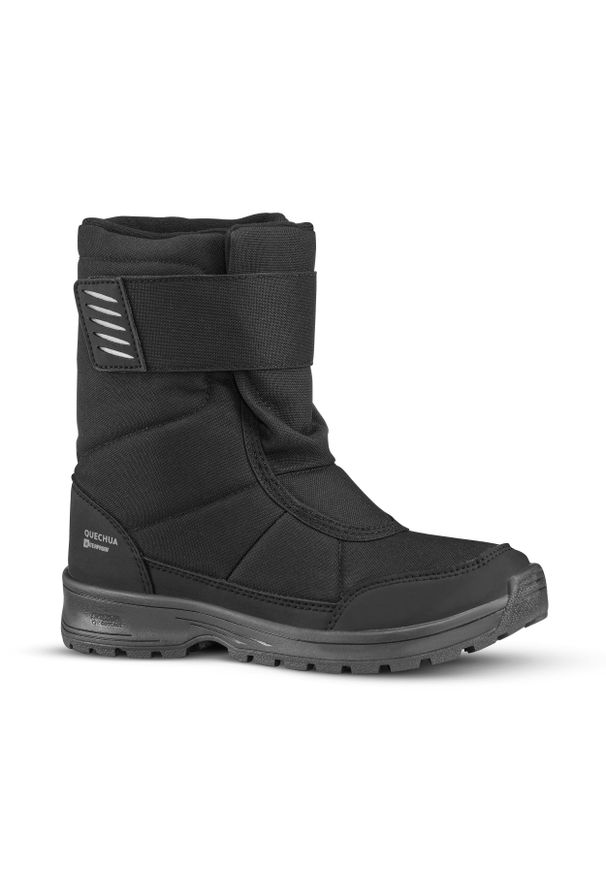quechua - Buty turystyczne śniegowce dla dzieci Quechua SH100 Warm wodoodporne. Okazja: na uczelnię, na spacer. Zapięcie: rzepy. Kolor: czarny. Materiał: materiał. Sezon: zima. Sport: turystyka piesza, narciarstwo