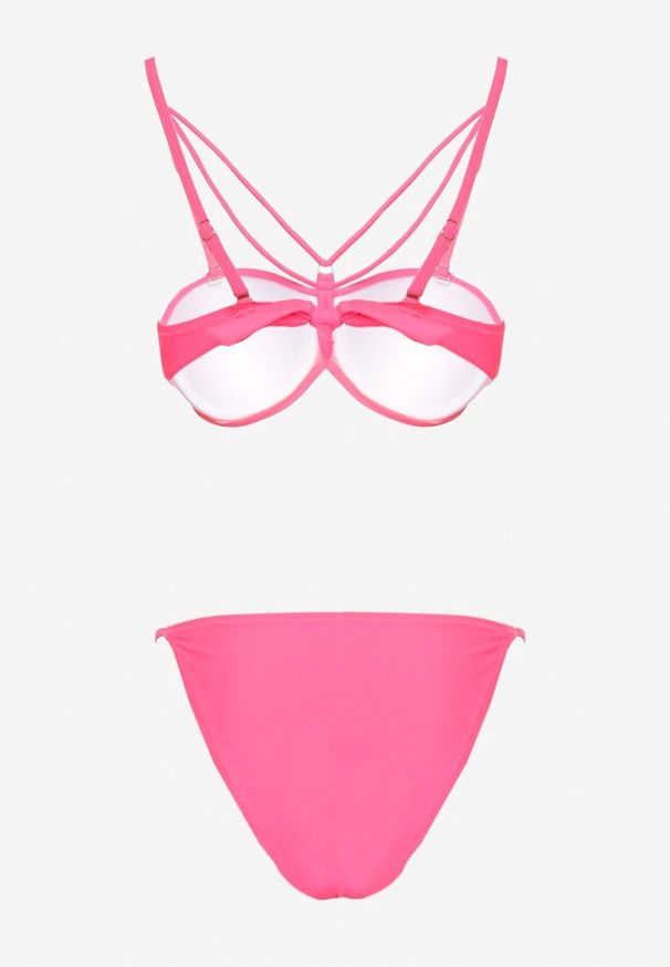 Born2be - Różowe Bikini Biustonosz z Ozdobnymi Paskami i Figi Fadeleine. Kolor: różowy
