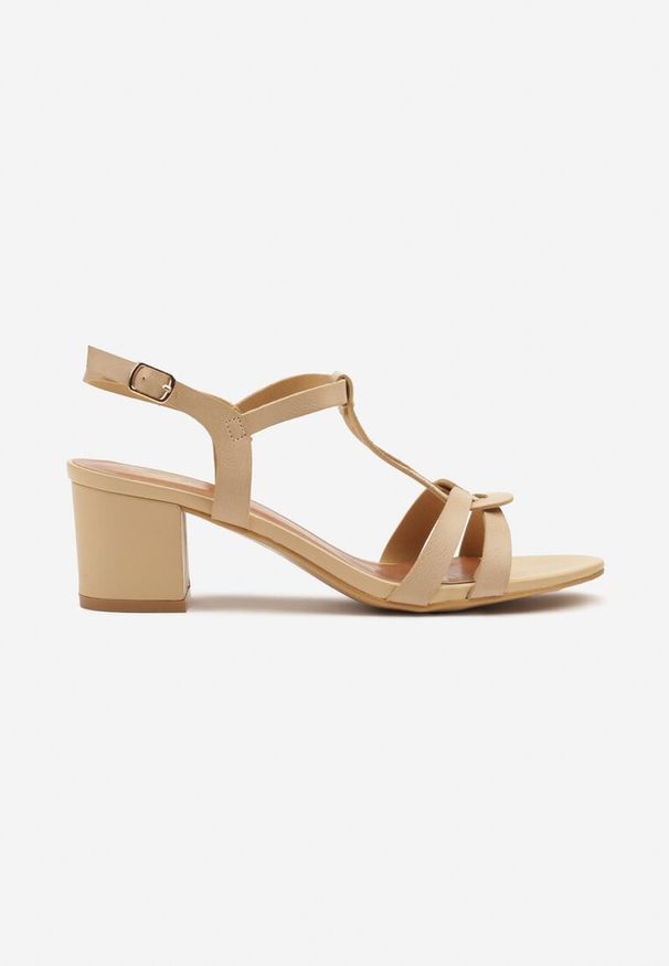 Born2be - Beżowe Sandały na Słupku z Zapięciem na Klamerkę Anustara. Okazja: na co dzień. Nosek buta: otwarty. Zapięcie: pasek. Kolor: beżowy. Obcas: na słupku. Styl: casual, elegancki, klasyczny. Wysokość obcasa: średni