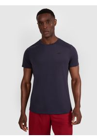 4f - 4F Koszulka treningowa szybkoschnąca męska - granatowa XXL. Kolor: niebieski. Materiał: włókno, syntetyk, materiał, elastan. Wzór: gładki, ze splotem. Sport: fitness #1
