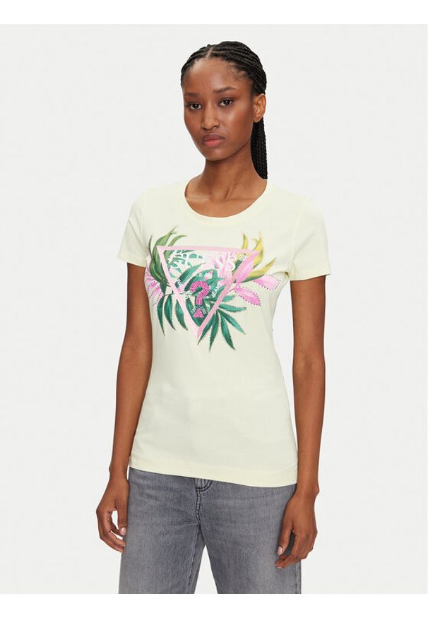 Guess T-Shirt W5GI07 J1314 Żółty Regular Fit. Kolor: żółty. Materiał: bawełna