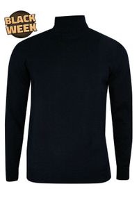 Golf Klasyczny, Ciemny Granatowy, Wełna Merynosa, Elegancki -MM Classic- Męski. Typ kołnierza: golf. Kolor: niebieski. Materiał: akryl, wełna. Styl: elegancki, klasyczny #1