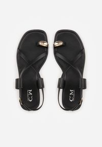 Born2be - Czarne Sandały w Stylu Japonek z Metaliczną Ozdobą Catelin. Zapięcie: sprzączka. Kolor: czarny. Wzór: aplikacja. Styl: elegancki, klasyczny #6