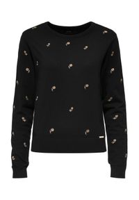Ochnik - Czarny sweter damski w kwiatuszki. Kolor: czarny. Materiał: wiskoza. Wzór: kwiaty #2
