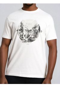 Sinsay - Bawełniana koszulka z nadrukiem - kremowy. Kolor: kremowy. Materiał: bawełna. Wzór: nadruk #1