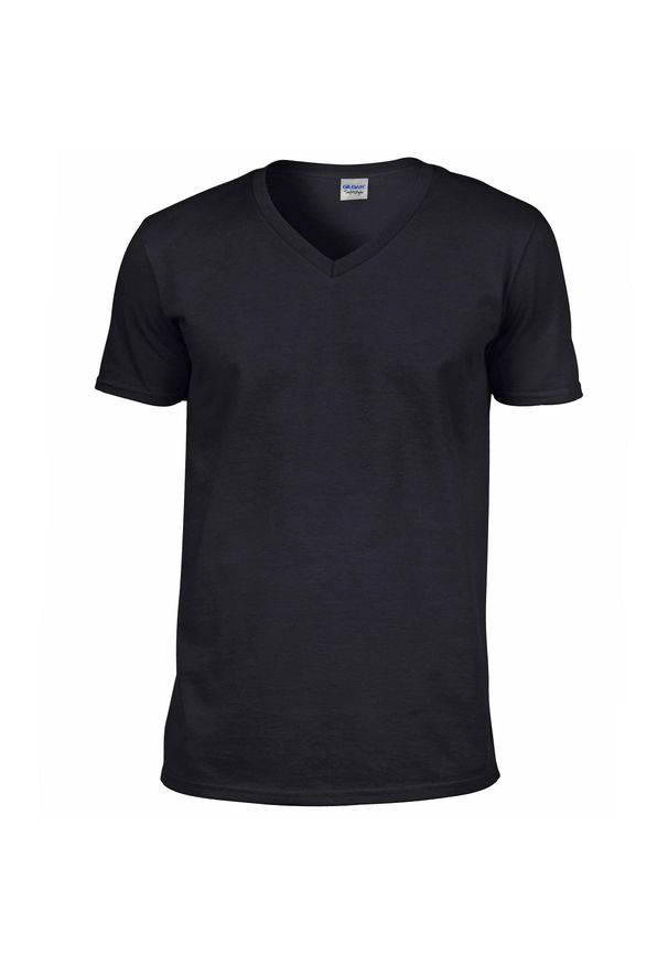 GILDAN - Męska Koszulka Krótki Rękaw Soft Style. Kolor: czarny. Długość rękawa: krótki rękaw. Długość: krótkie. Sport: turystyka piesza