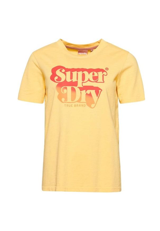 Koszulka turystyczna damska Superdry Vintage Shadow. Kolor: żółty. Materiał: bawełna