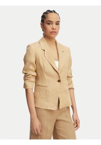 Marella Marynarka Cardato 2613041092 Beżowy Regular Fit. Kolor: beżowy. Materiał: len #1