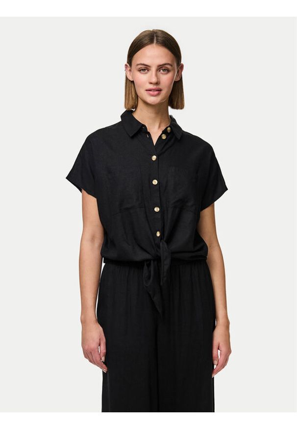 Pieces Koszula Pia 17154736 Czarny Regular Fit. Kolor: czarny. Materiał: len