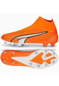 Buty piłkarskie Puma Ultra Match+ Ll FG/AG M 107243 01 pomarańczowe pomarańcze i czerwienie. Kolor: pomarańczowy. Szerokość cholewki: normalna. Sport: piłka nożna