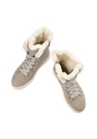 Szare Botki Rieker Wygodne Ocieplane Buty Damskie. Zapięcie: sznurówki. Kolor: szary. Materiał: syntetyk, futro, skóra ekologiczna. Sezon: zima. Styl: klasyczny, elegancki #5