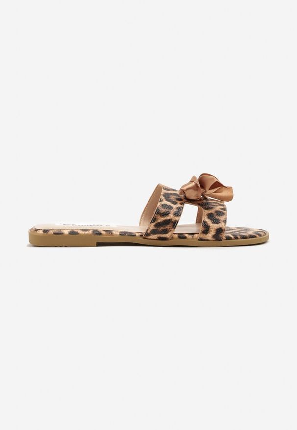 Born2be - Panterkowe Klapki z Wycięciami i Kokardą Tellivia. Styl: elegancki, klasyczny