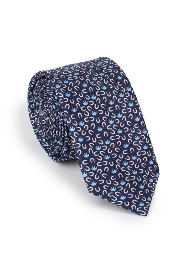 Wittchen - Krawat jedwabny wzorzysty granatowo-niebieski. Kolor: niebieski. Materiał: jedwab. Styl: klasyczny, elegancki