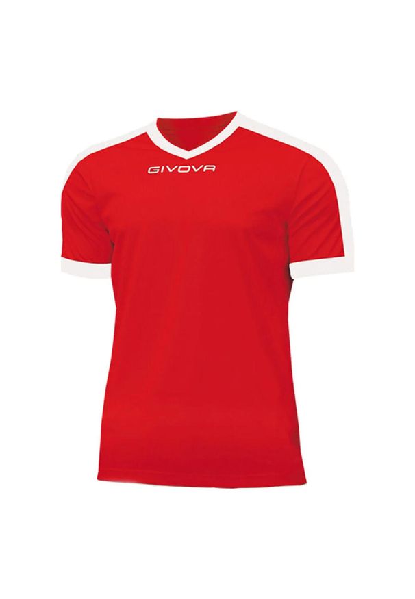 Givova - Męska Koszulka Interlock Revolution. Kolor: czerwony, wielokolorowy, biały. Sport: turystyka piesza