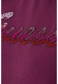 Guess - GUESS Bordowa damska bluza z cyrkoniami, Rozmiar L. Kolor: czerwony