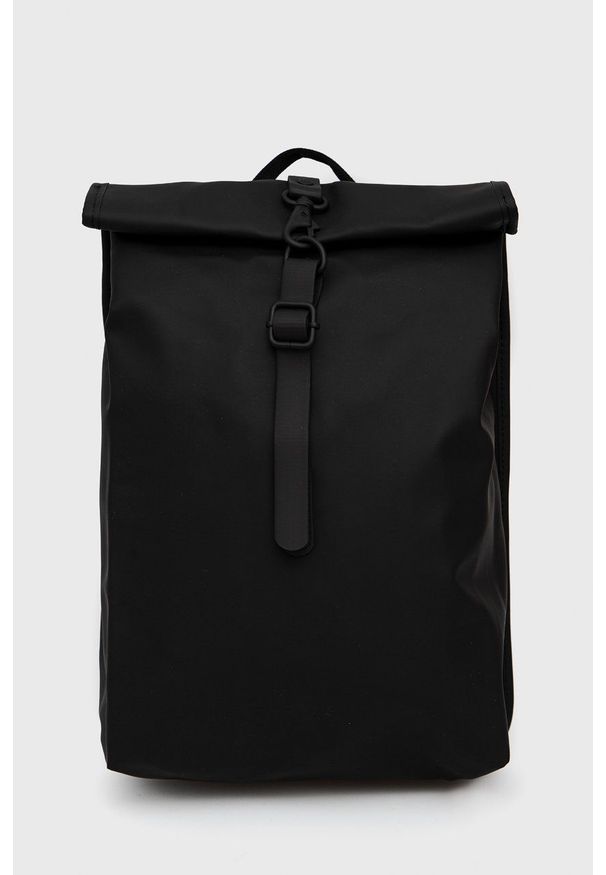 Rains plecak 13610 Rolltop Rucksack Mini kolor czarny mały gładki 13610.01-Black. Kolor: czarny. Wzór: gładki