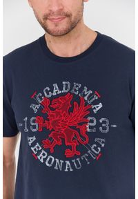 Aeronautica Militare - AERONAUTICA MILITARE Granatowy bawełniany męski t-shirt M.C., Rozmiar XL. Kolor: niebieski. Materiał: bawełna #4