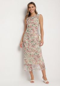 Born2be - Biała Dopasowana Sukienka w Kwiaty Meluvea. Okazja: na co dzień. Kolor: biały. Materiał: jeans. Wzór: kwiaty. Typ sukienki: proste. Styl: casual, klasyczny #7