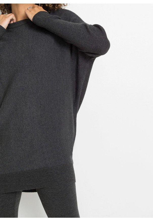 bonprix - Długi sweter z mieszanki wiskozy. Kolor: szary. Materiał: wiskoza. Długość: długie