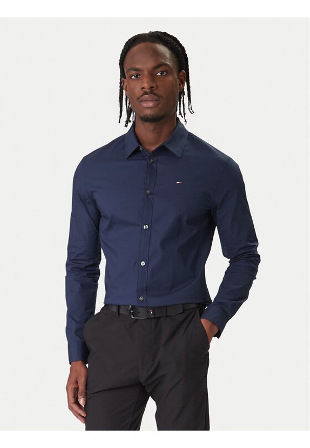 Tommy Jeans Koszula DM0DM04405 Granatowy Slim Fit. Kolor: niebieski. Materiał: bawełna